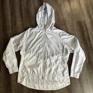 Women's Spring Girls NIKE Gray White Running Hoodie Windbreaker Jacket XL